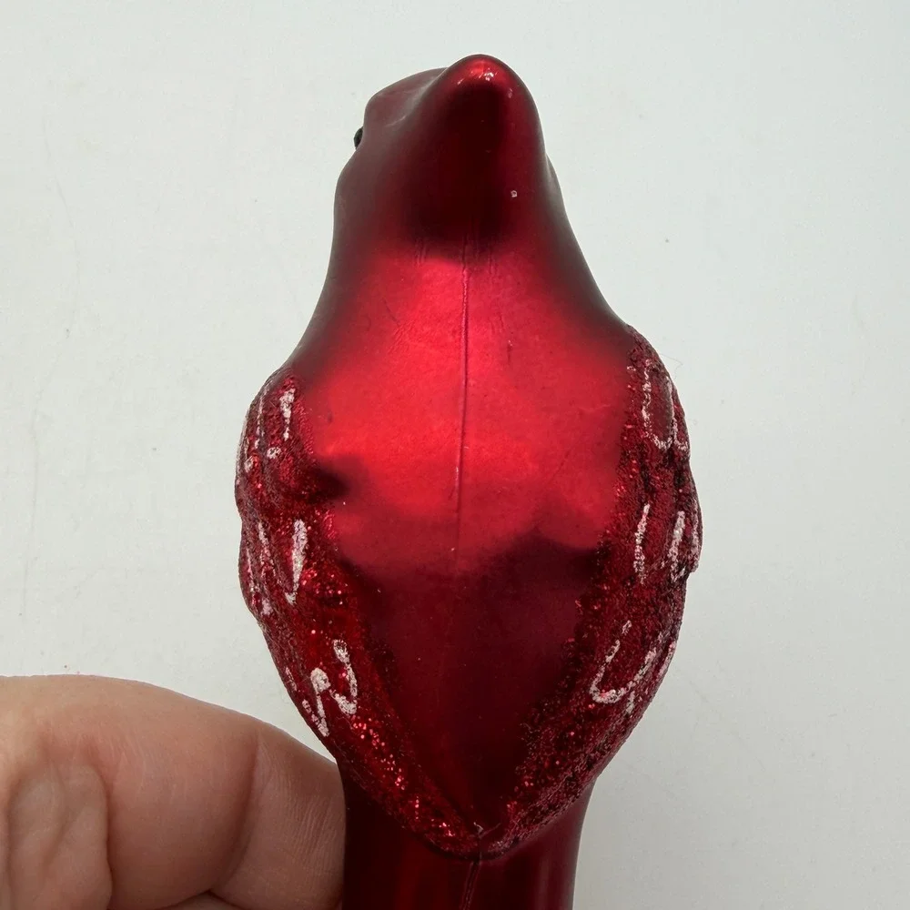 Bird Christmas Ornaments Red Cardinal Silver Songbird Clip-On Plastic